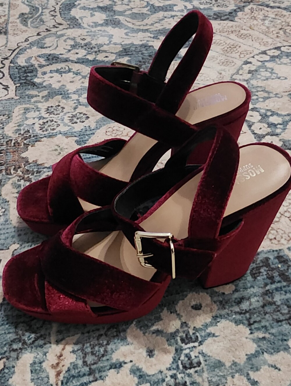 Mossimo Burgundy Velvet Platform Sandals